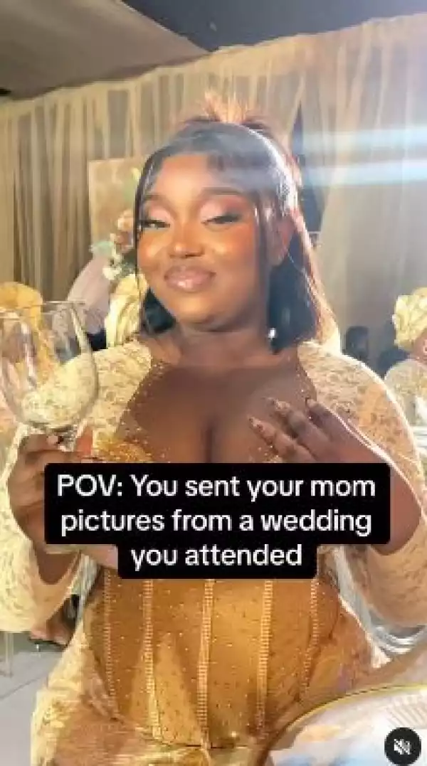 Nigerian Mum Enters Prayer Mode After Seeing Her Daughter Rocking Cleavage-baring Dress At A Wedding (Video)