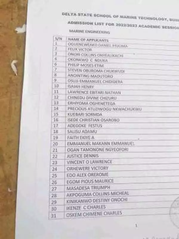 DESOMATECH admission list on school