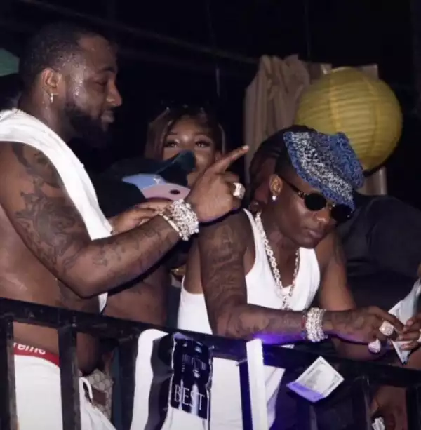 The Moment Davido And Wizkid Were Spotted Having Fun And Hugging Each Other At Lagos Club (Video)