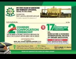 OYSCATECH announces 2nd combined Convocation Ceremony