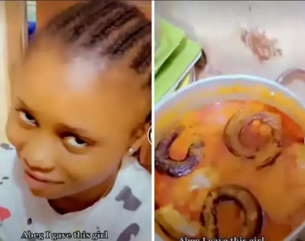 Nigerian Man Shows Off Pot Of Soup His Girlfriend Cooked With N2,500 (Video)