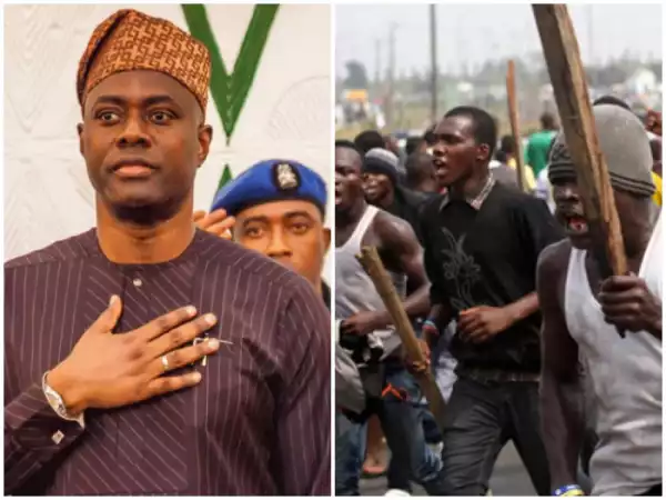 VIOLENCE IN IBADAN!! Seyi Makinde Sneaks Out As Angry Youths Storm Governor’s Office