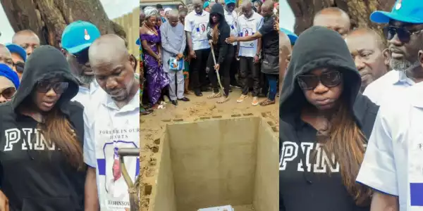 Mercy Johnson makes lifetime promise to father as she bids him farewell, days after his burial