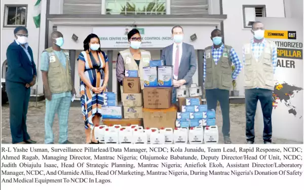 COVID-19: NCDC & States applaud Mantrac Nigeria for donating Medical equipment, Test kits and PPEs