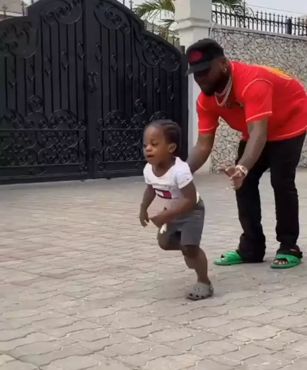 Future Olympic Medalist - Davido Says As He Teaches His Son Ifeanyi How to Run (Video)