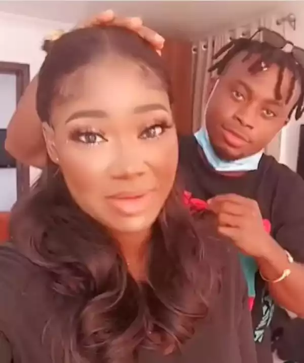 I’m A Married Person’- Mercy Johnson Warns Male Hair Stylist Touching Her Hair (Video)