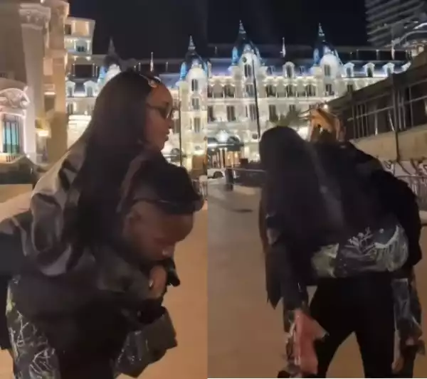 Lovestruck Mr Eazi Carries His Girlfriend Temi Otedola On His Back After Fun Night (video)
