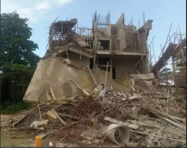 Panic As Three-Storey Building Marked For Demolition Collapses In Enugu