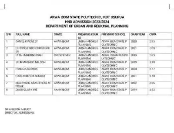 Akwa Ibom State Polytechnic releases HND admission list, 2023/2024