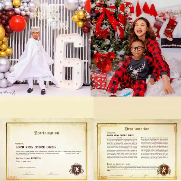 Tonto Dikeh Gifts Her Son, King Andre, A Piece Of Scotland