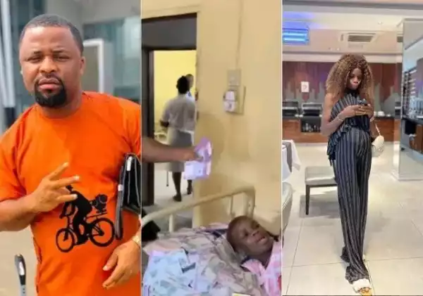 Use The Money And Take Her to A Better Hospital - Nigerians Tell Actor After He Posted Video of Him Spraying Money On His Wife After Giving Birth