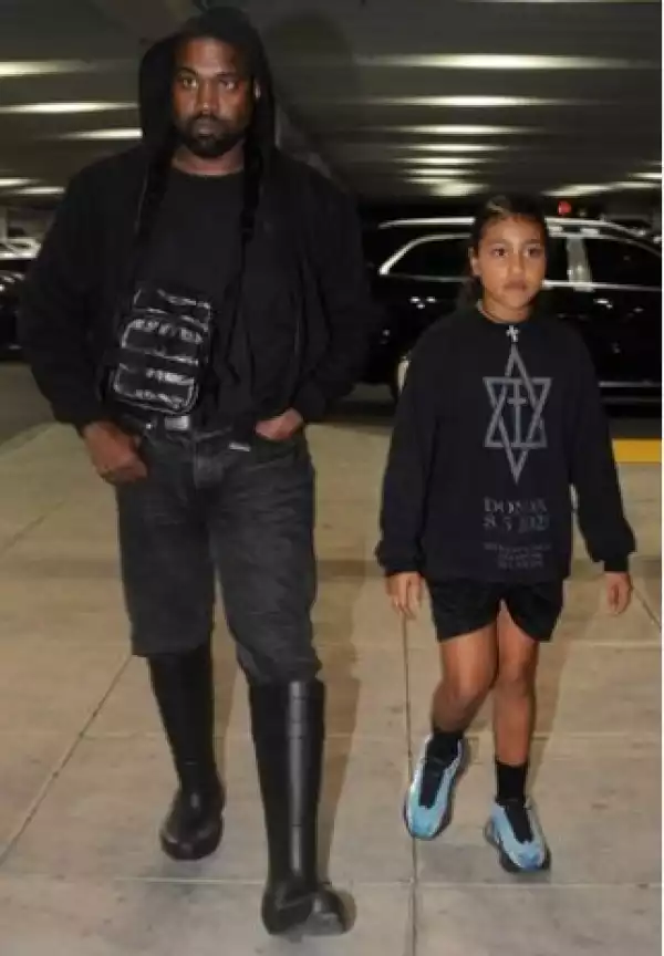 Kanye West Picks Up Daughter North After Finalising Divorce From Kim Kardashian (Photos)