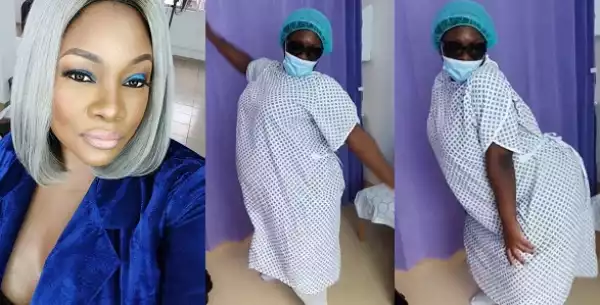 Toolz Oniru-Demuren Tw3rks In The Labour Room Before Giving Birth To Her Baby Boy (Video)