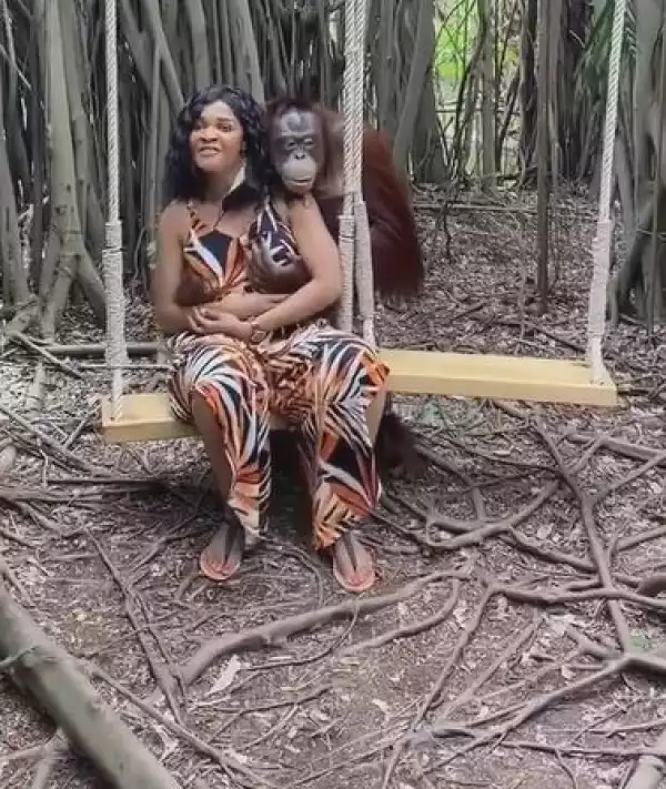 Naughty Orangutan Grabs Woman