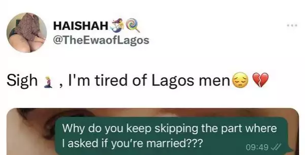 I Am Married During The Week, Single On Weekends - Lady Shares Message She Received From A Married Man Asking Her Out In Lagos