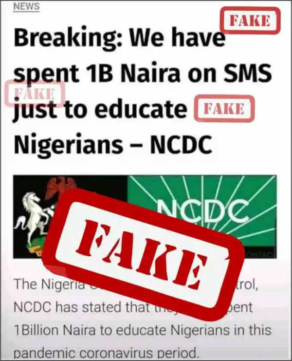 NCDC debunks fake news that it has spent N1 billion on SMS