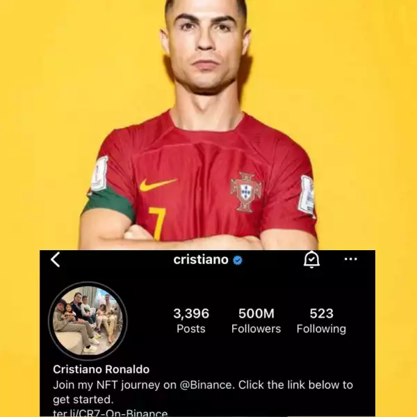 Cristiano Ronaldo Makes History, Becomes First Person To Reach 500m Followers On Instagram