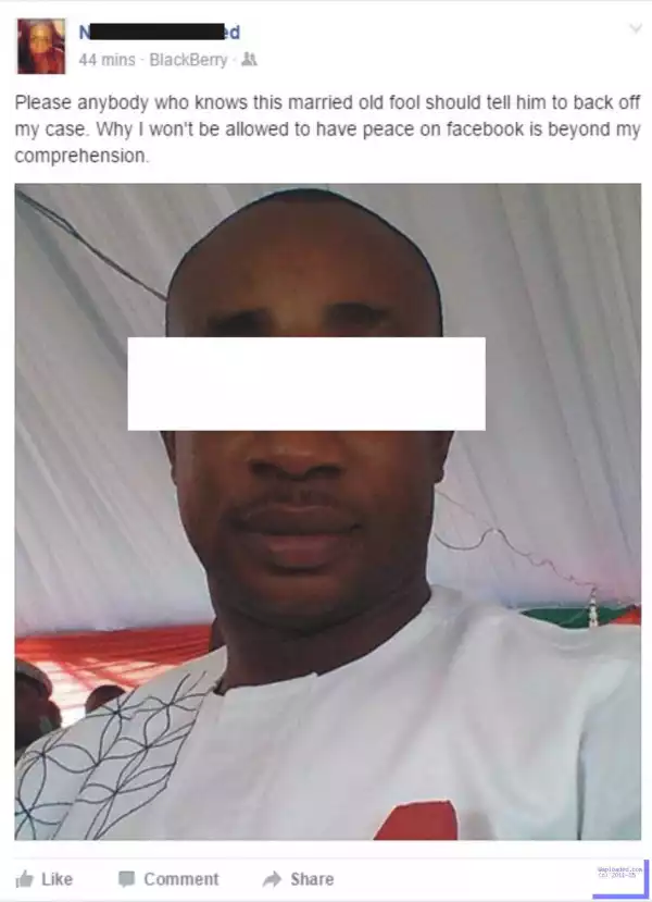 Photo: Lady Exposes A Married Man Stalking Her On Facebook