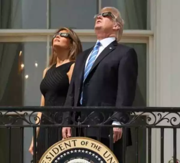 See How Pres. Donald Trump, Wife & Other Americans Viewed The #SolarEclipse2017 (Photos)
