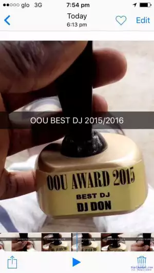Video: Dj Don Still Flaunting His Award, as Best Dj 2015/2016 at OOU