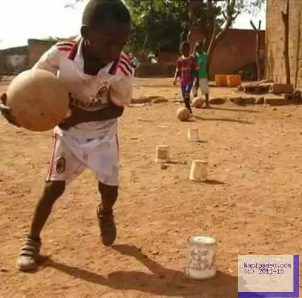 Super Eagles Player, Sunday Mba, Shares Throwback Photo Of Him Playing Football As a Child