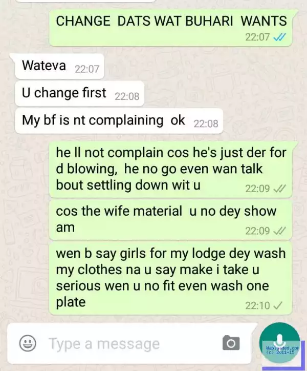 PHOTOS: Two Ex Lovers fighting on Whatsapp over Blowing